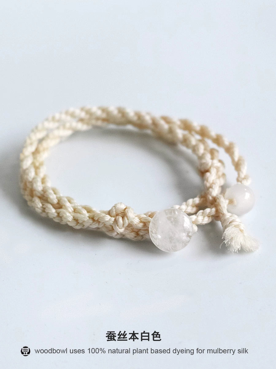 Original Handmade Natural Indigo Plant Dyed Mulberry Silk Cord Bracelet Unisex Couple Wristband Handcrafted Adjustable Silk Braid Bracelet For Men Women Lovers Matching Couple Jewelry