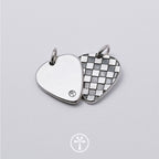 Original Handmade 999 Pure Silver Black White Check Plectrum Charm Pendant Necklace Independent Design Sterling Silver Jewelry For Jewelry Store