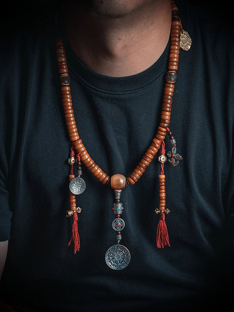 108 Count Natural Old Material Tibetan Yak Bone Prayer Mala Mens Bracelet Handcrafted Tibetan Yak Bone Beaded Rosary Wristband