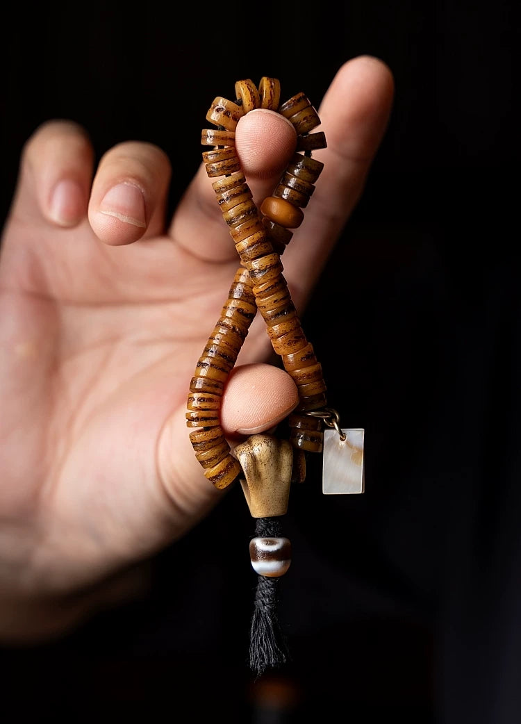 Original Tibetan Style Antique Yak Bone Beads Bracelet Traditional Tibetan Sacred Spirit Bone Handheld Mala For Hand Polishing Play Collection