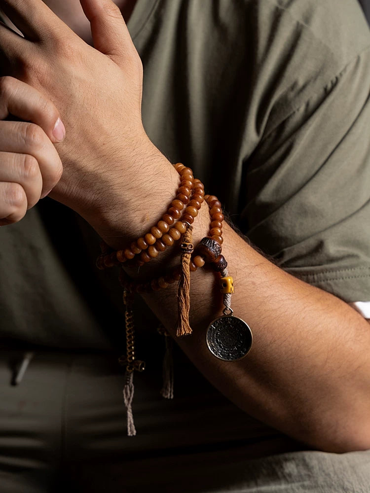 Original ecology 108 Pcs Natural Yak Bone Beads Bracelet for Men and Necklace for Women Couple Tibetan Style Handmade Mala Prayer Beads Jewelry