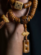 Traditional Tibetan Reversed Gaga Old Yak Bone 108 Beads Prayer Mala Mens Bracelet Natural Spirit Bone Buddhist Rosary