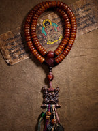 Tibetansk stil, naturligt gammelt materiale, yakokseben, 108 perler bedemala til mænd og kvinder, yakoksebenarmbånd/-halskæde med skriftspænde, håndlavede tibetanske smykker