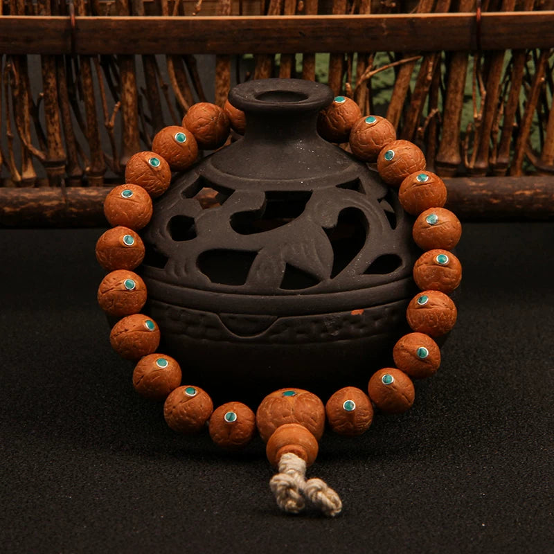 Natural round Nepalese phoenix eye Bodhi bracelet, Buddha beads, small single circle, handheld men's and women's rosary beads, beeswax accessories, Wenwan