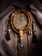 Original Handmade 108 Beads Tibetan Mala Little Gaga Prayer Beads Old Yak Bone Mala Bracelet Tibetan Style Meditation Winding Bracelet for Tibetan Buddhist Nurturing Play