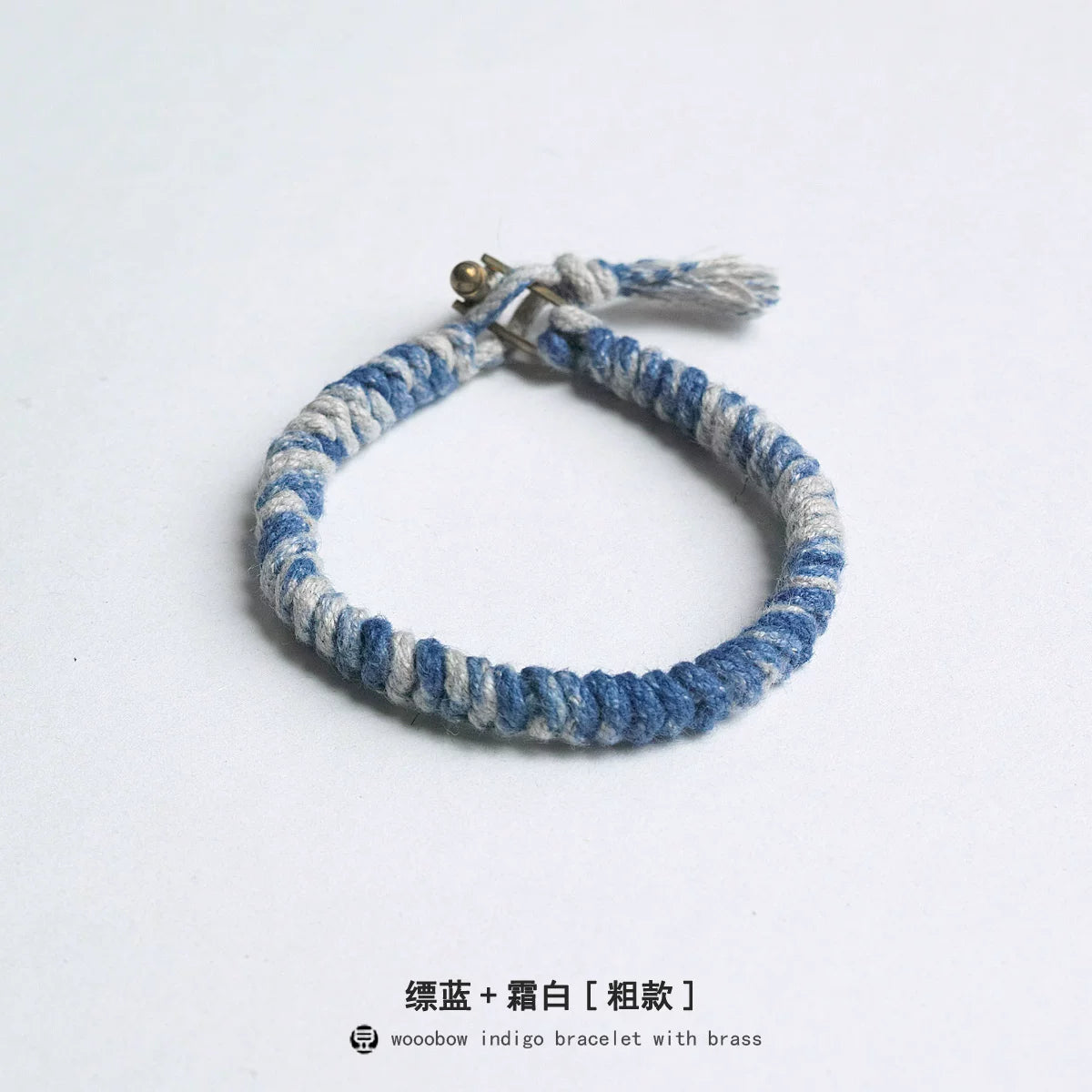 Handmade Braided Diamond Knot Cotton Linen Indigo Dyed Bracelet With Brass T Clasp Unisex Couple Woven Bangle Trendy Fashion Jewelry Gift For Men And Women