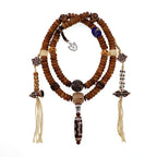 Original 108 Beads Tibetan Old Yak Bone Mala Prayer Beads Bracelet Handmade Tibetan Yak Bone Dzi Agate Beaded Wrist Mala for Meditation Yoga Prayer Jewelry