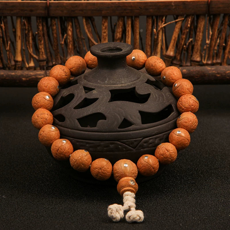 Natural round Nepalese phoenix eye Bodhi bracelet, Buddha beads, small single circle, handheld men's and women's rosary beads, beeswax accessories, Wenwan
