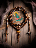 108 Beads Vintage Aged Star-Moon Bodhi Mala Beads Bracelet Designer Moon Star Bodhi Prayer Beads Hand String Unisex Meditation Japa Mala For Men Women