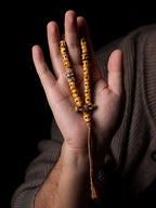 Hand Carved Replica Master of ShiTuoLin Wrist Bracelet Authentic Old Yak Bone Tibetan Style Prayer Bead Handheld Mala for Buddhist Jewelry Collection