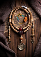 108 Beads Tibetan Style Mala Prayer Beads Natural Aged Star-Moon Bodhi Seed Buddha Beads Bracelet Handheld Accessory For Meditation Practice