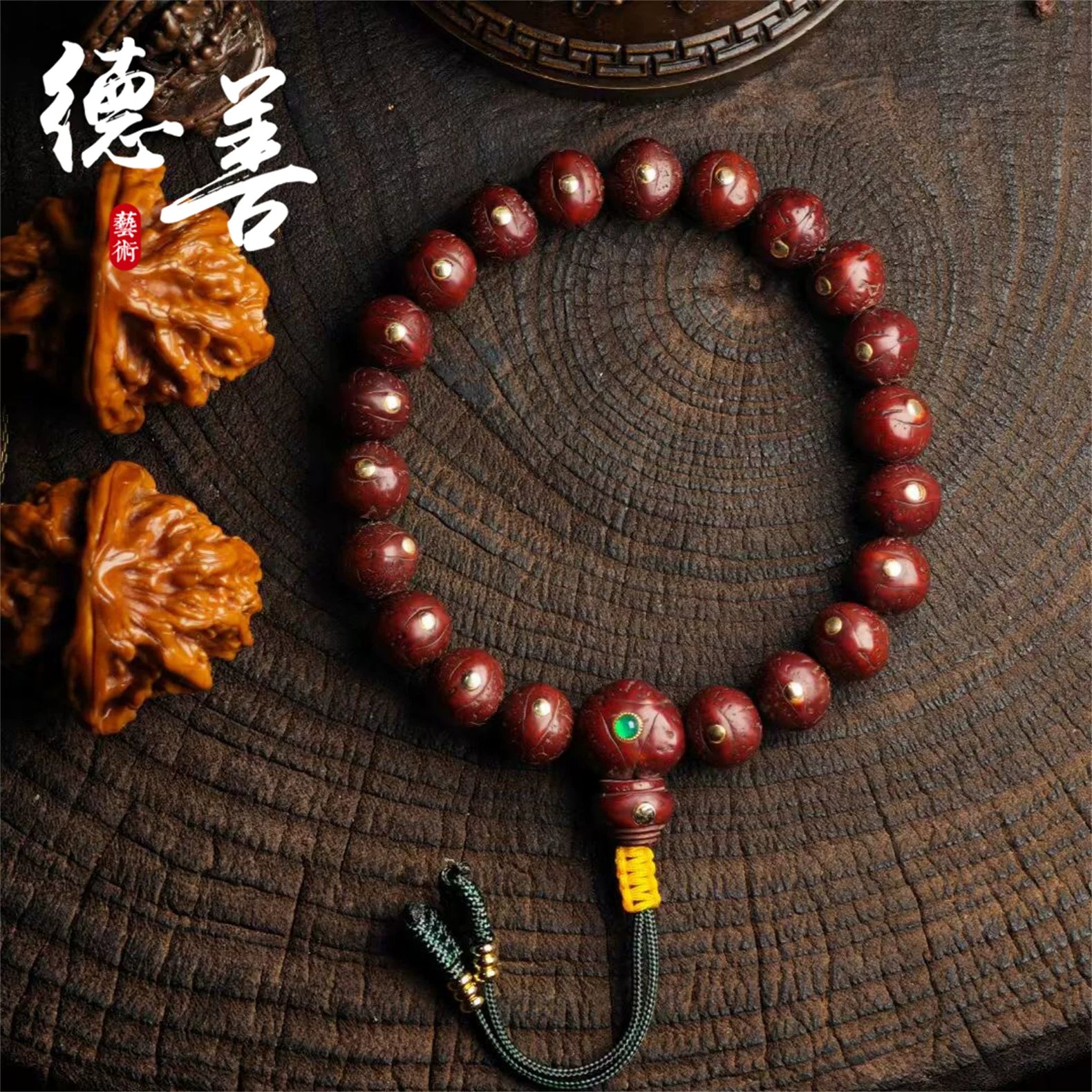 Authentic Nepalese phoenix eye Bodhi Tibetan style inlaid with copper nails, natural small phoenix eye Bodhi bracelet, Buddha beads for men and women
