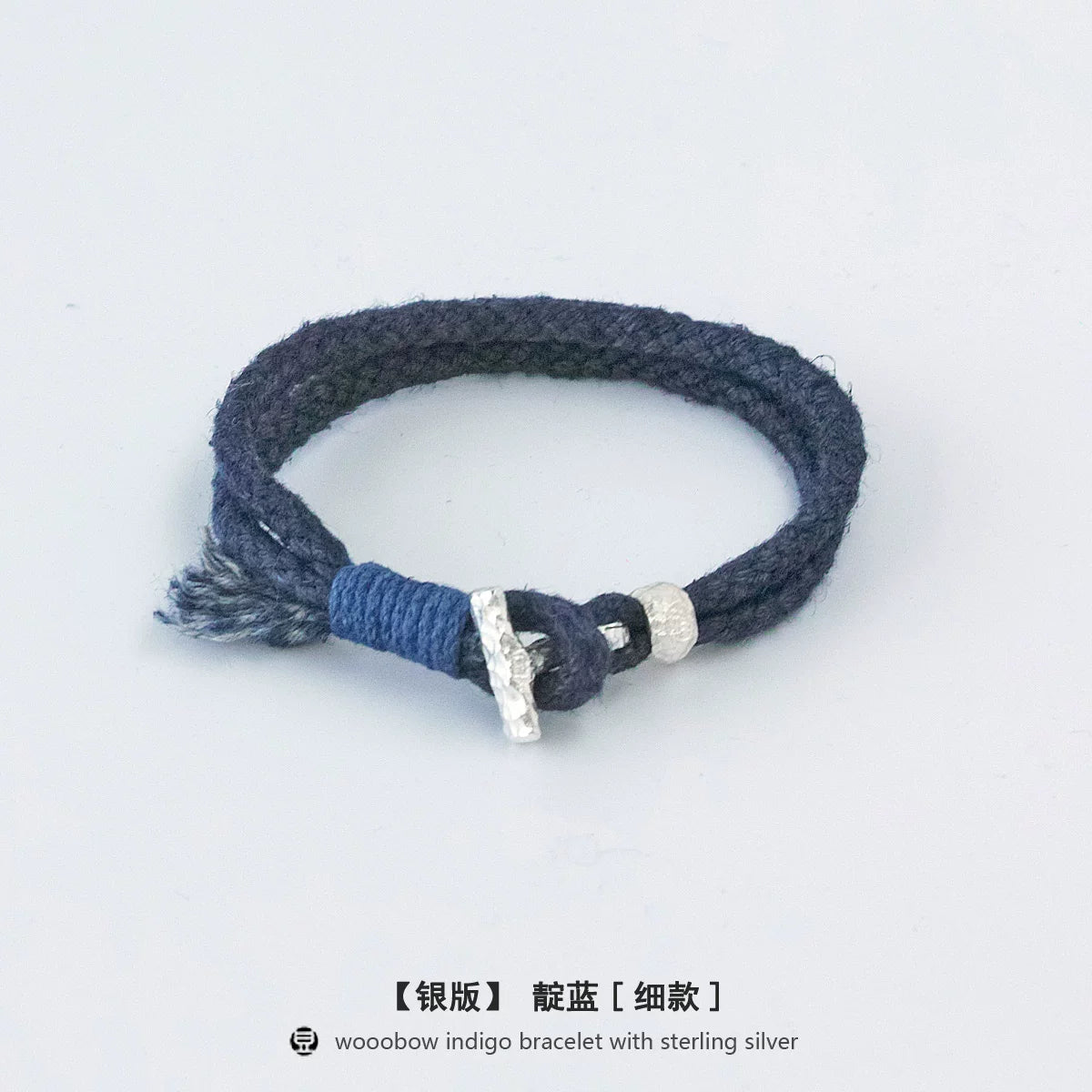 Handmade Indigo Dyed Cotton Linen Braided T Buckle Bracelet Antique Brass Clasp Unisex Couple Woven Bracelet Trendy Street Style Fashion Jewelry Gift for Men Women Boyfriend Girlfriend