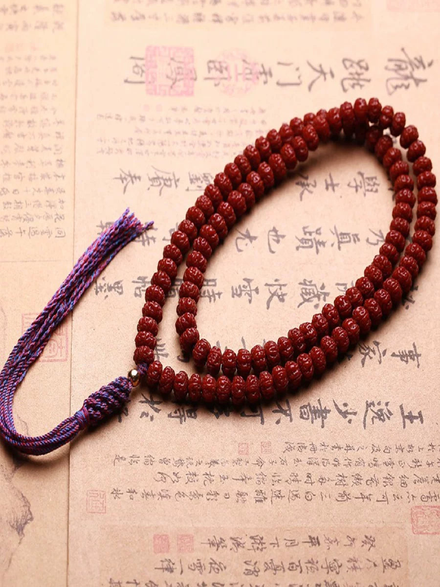 Natural bot manipulation jade small vajra bodhi son 108 bracelets men and women five petals short pile Buddha beads bracelet Wenwan