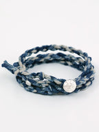Hand Woven Three Loop One Size Fits All Hemp Cotton Cord Bracelet With Brass And Pure Silver Accents Unisex Couple Wristband For Daily Wear Matching Anniversary Dating Gift