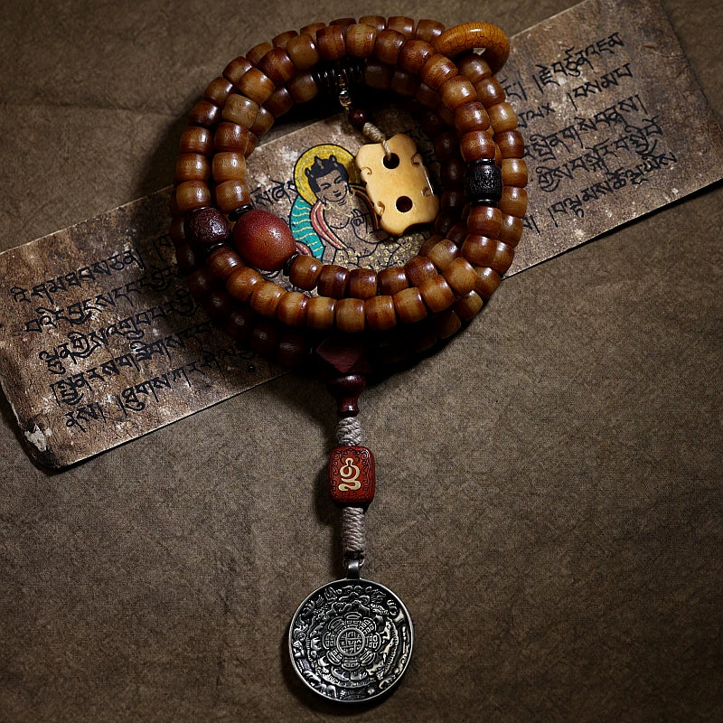 Original Design Tibetan Natural Old Material Yak Bone 108 Beads Mala Prayer Beads Bracelet For Men Traditional Tibetan Style Hand String For Women Meditation Yoga Jewelry