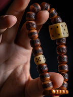 Inherited Tibetan Natural Old Material Yak Bone Prayer Beads Bracelet Single Circle Handheld Beaded Bracelet for Men Bone GAGA Collectible Hand Play Bracelet