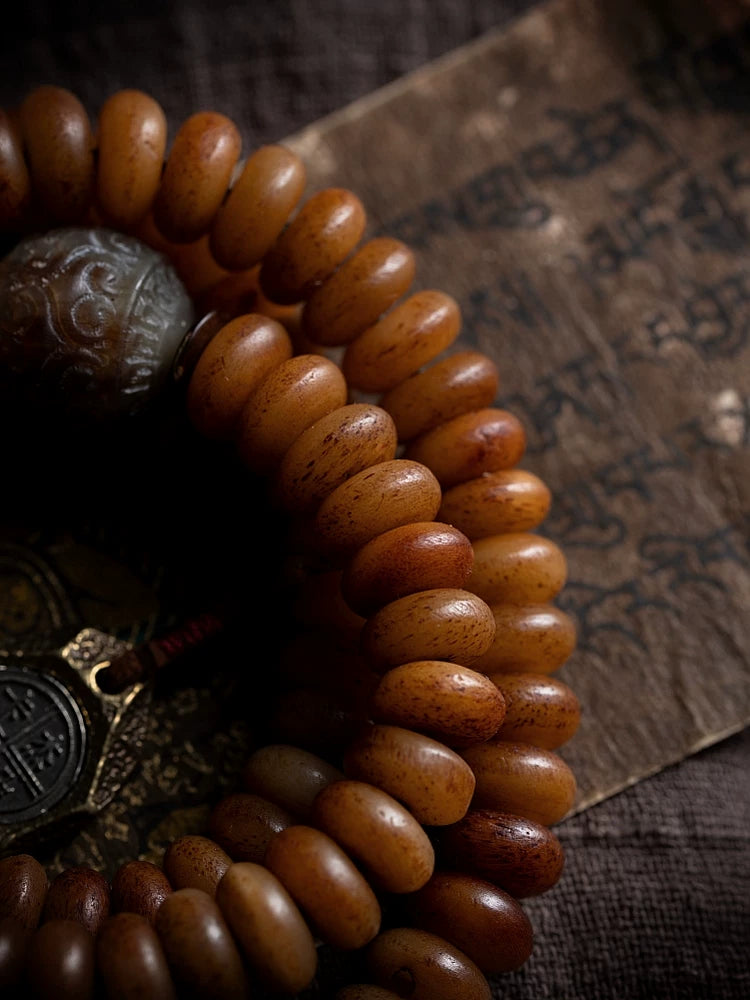 108 stykker gamle tibetanske naturlige yak-knogle bedekranse Mala armbånd mænd armbånd til daglig brug håndholdt buddhistisk Mala yak-knogle smykker