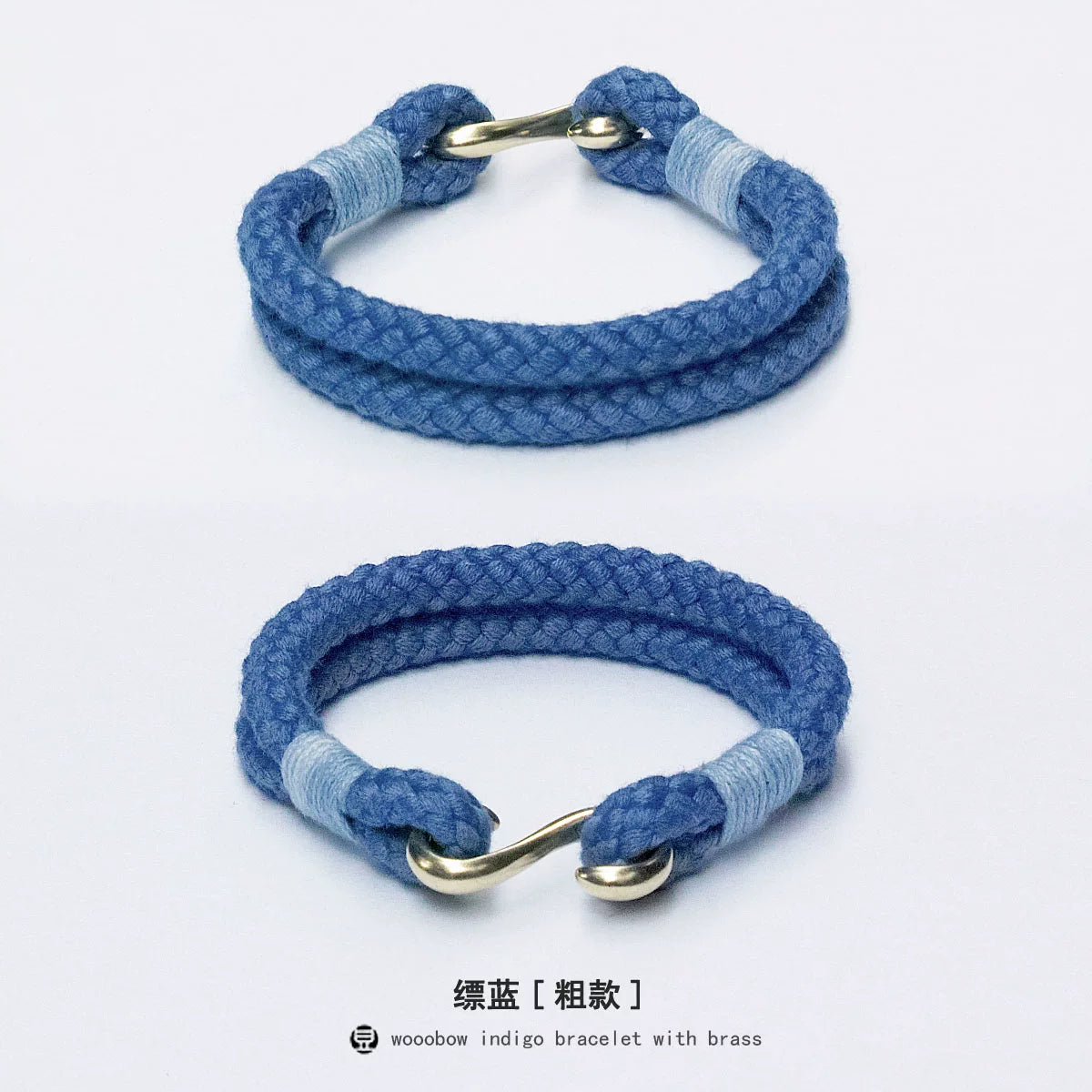Handmade Indigo Dyed Cotton Linen Woven S Hook Bracelet Vintage Pure Silver Unisex Couple Bangle Fashion Brand Jewelry Perfect Holiday Birthday Gift for Men and Women