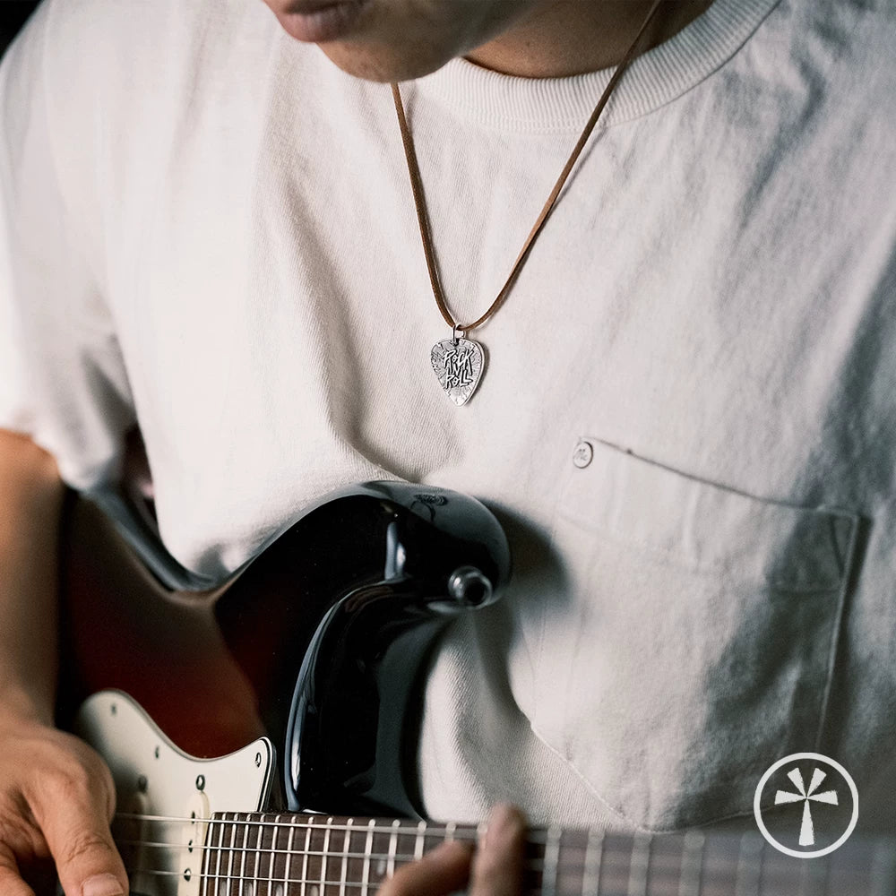 Handmade Independent Original Design Rock and Roll 999 Sterling Silver Guitar Pick Pendant Charm Necklace Silver Jewelry for Jewelry Store244