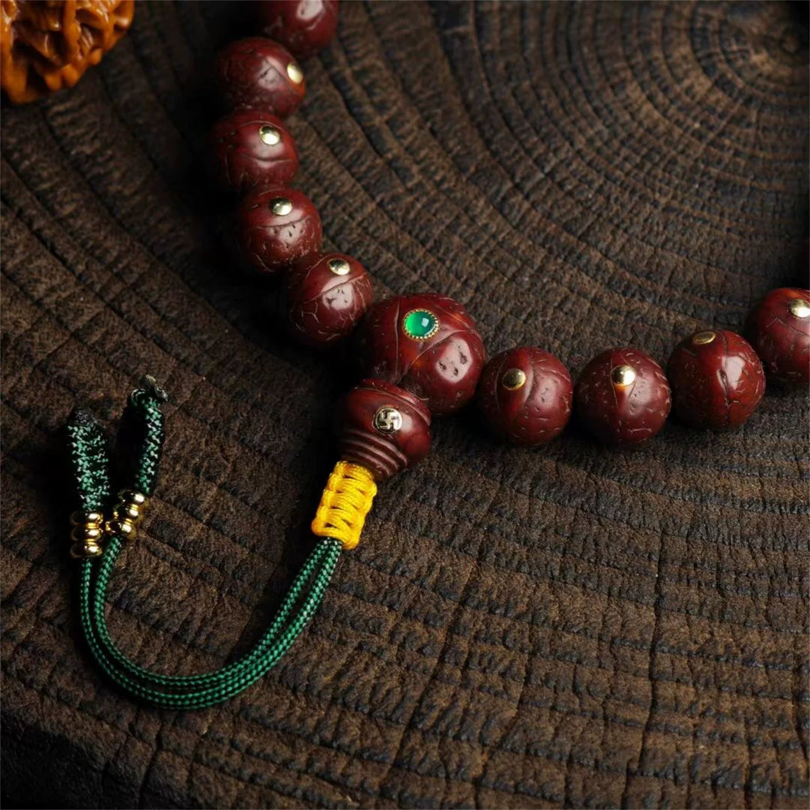 Authentic Nepalese phoenix eye Bodhi Tibetan style inlaid with copper nails, natural small phoenix eye Bodhi bracelet, Buddha beads for men and women