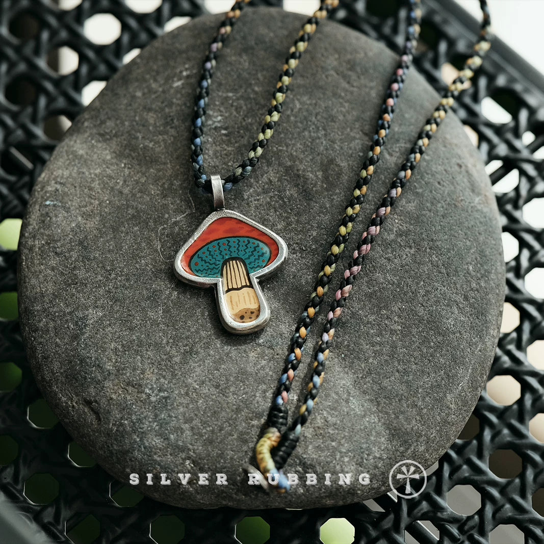 Original Handmade Unique Enamel Painting Pendant 999 Pure Silver Necklace Handcrafted Independent Design Minimalist Fine Silver Jewelry For Women Everyday Wear And Special Gif