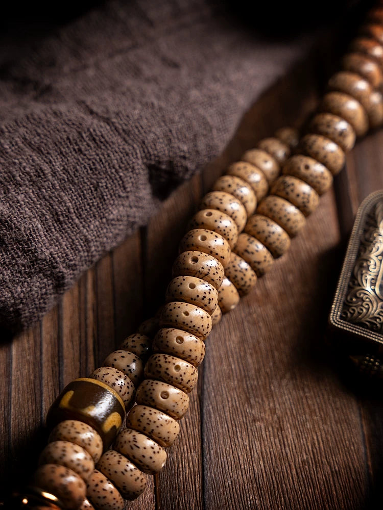 108 Beads Tibetan Style Mala Prayer Beads Natural Aged Star-Moon Bodhi Seed Buddha Beads Bracelet Handheld Accessory For Meditation Practice