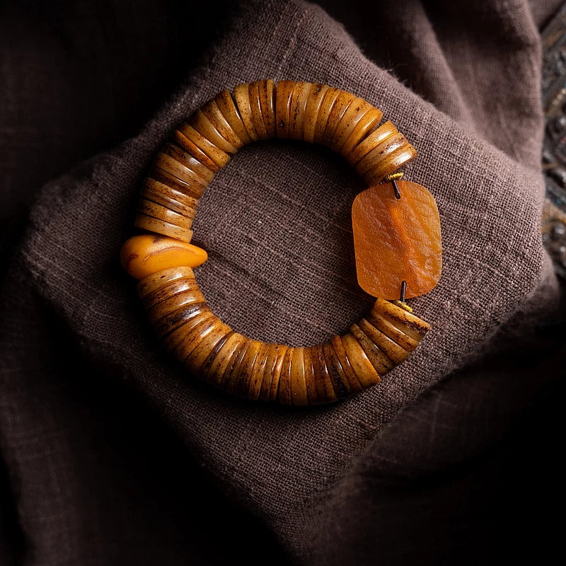 Natural Old Yak Bone Tibetan Spiritual Mala Beads Bracelet One Picture One Item Tibetan Bone Polished Gaha Single Strand Bracelet
