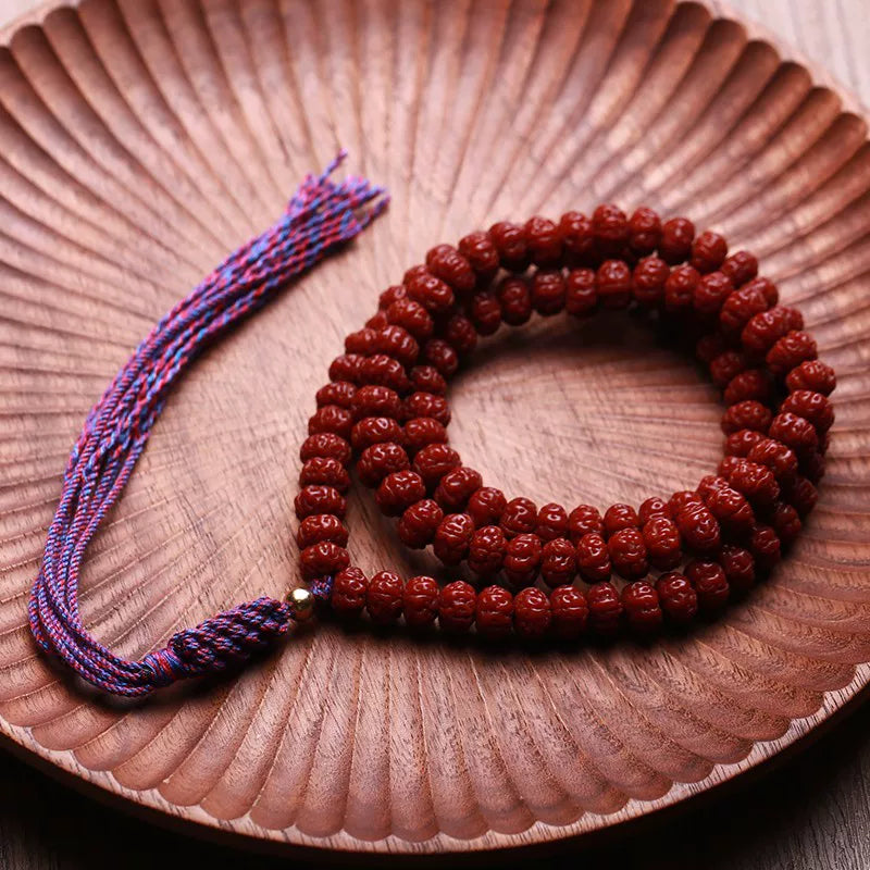 Natural bot manipulation jade small vajra bodhi son 108 bracelets men and women five petals short pile Buddha beads bracelet Wenwan
