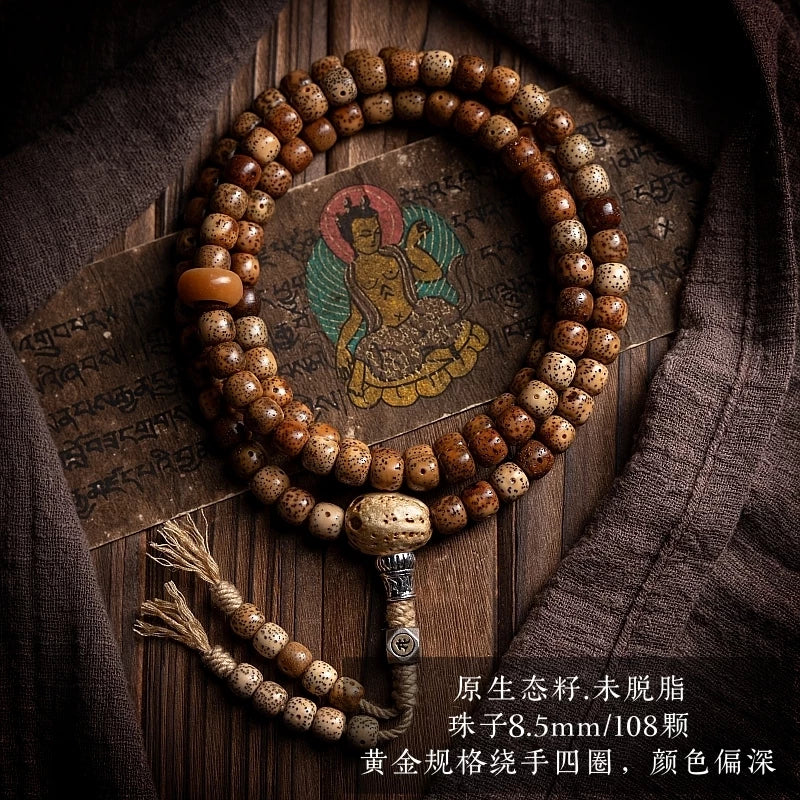 108 Beads Vintage Aged Star Moon Bodhi Seed Mala Prayer Beads Bracelet Aged Chen Seed Xingyue Bodhi Hand String Jewelry Accessory For Meditation Prayer Jewelry