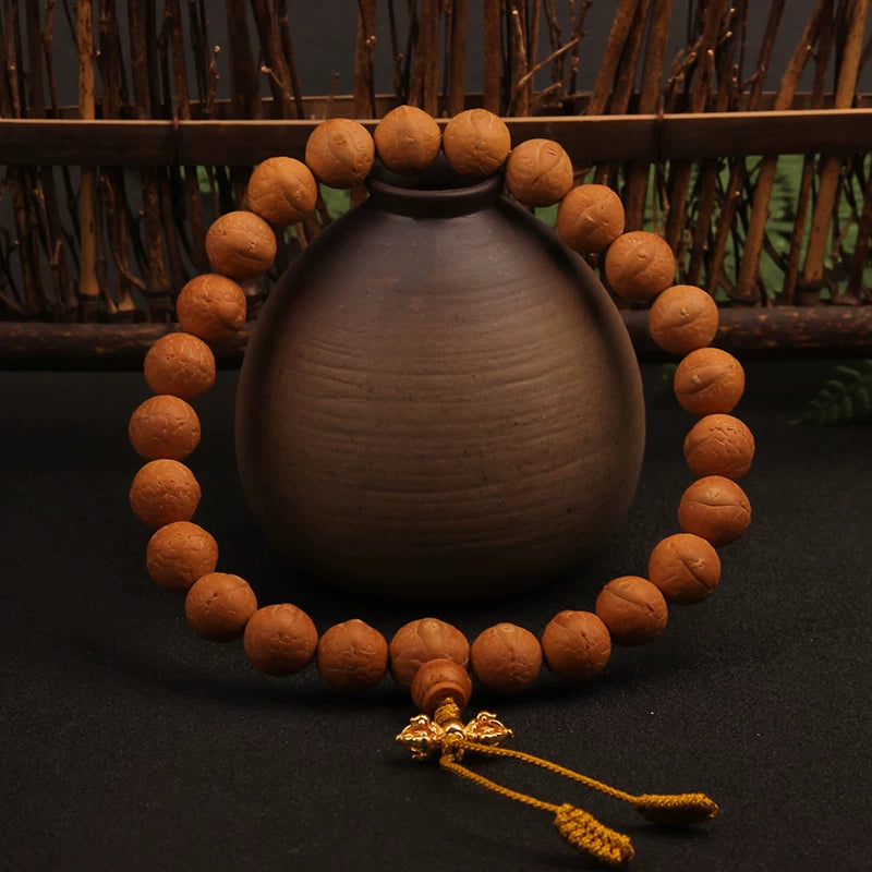 Natural round Nepalese phoenix eye Bodhi bracelet, Buddha beads, small single circle, handheld men's and women's rosary beads, beeswax accessories, Wenwan