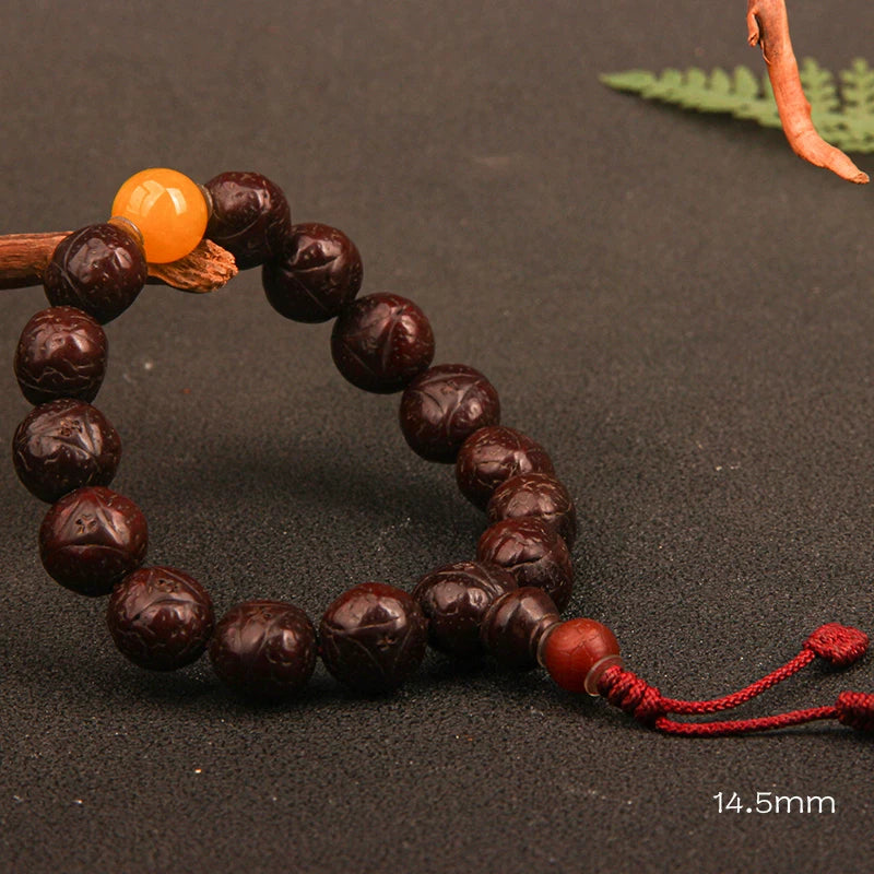 Natural round Nepalese phoenix eye Bodhi bracelet, Buddha beads, small single circle, handheld men's and women's rosary beads, beeswax accessories, Wenwan