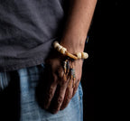 Naturlig primitiv tibetansk stil Yakokse-knoglebedekæde Enkeltløkke armbånd til mænd Autentisk tibetansk Yakokse-knogle buddhistisk meditationsperlearmbånd