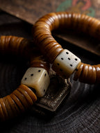 Authentic Tibetan Old Yak Bone Prayer Beads Single Loop Bracelet Men Natural Ling Bone Handstring for Hand Playing Collection