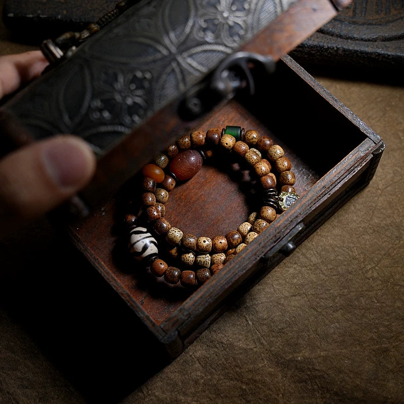 Kajegado. Original Design Star Moon Bodhi Son Buddha Bead Bracelet Men's and Women's Accessories Chen Zi Dzi Multi-circle Bracelet