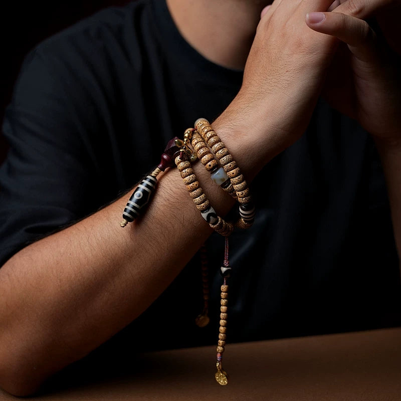 Original Tibetan Style 108 Beads Natural Star-Moon Bodhi Seed Prayer Beads Mala Bracelet Necklace For Both Men And Women Handmade