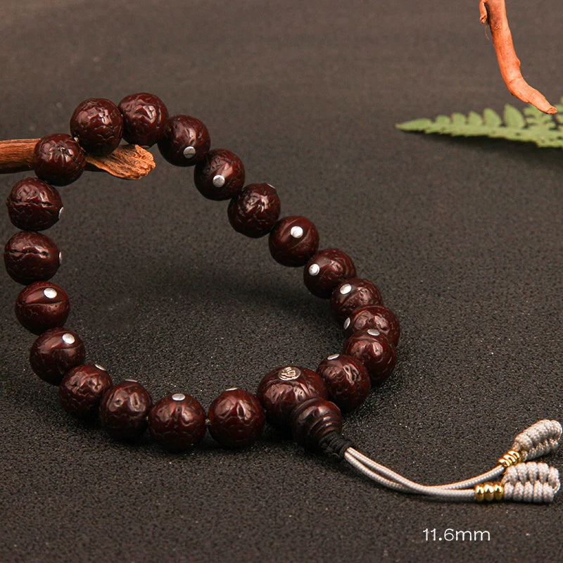 Natural round Nepalese phoenix eye Bodhi bracelet, Buddha beads, small single circle, handheld men's and women's rosary beads, beeswax accessories, Wenwan
