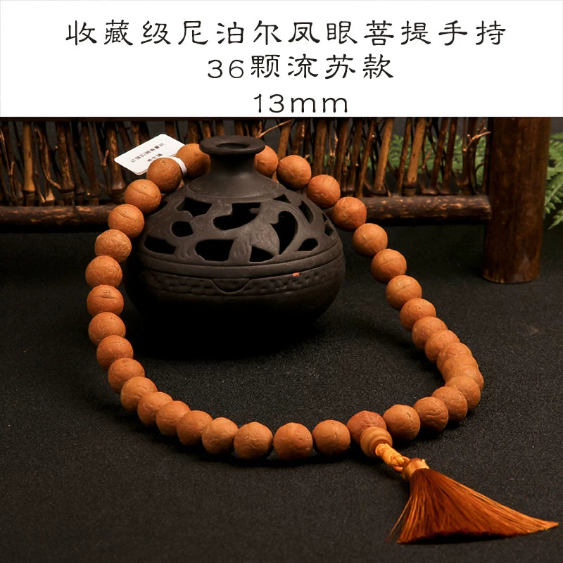 Natural round Nepalese phoenix eye Bodhi bracelet, Buddha beads, small single circle, handheld men's and women's rosary beads, beeswax accessories, Wenwan