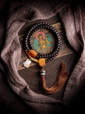 Tibetan Original Design 108 Beads Mala Bracelet Aged Star-Moon Bodhi Seed Old Material Prayer Beads Necklace Unisex Accessory For Meditation Prayer Daily Wear