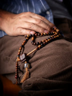 Tibetan Original Design 108 Beads Aged Star-Moon Bodhi Mala Beads Bracelet Handcrafted Buddhist Prayer Rosary Wrist Mala For Meditation Hand Play Jewelry Accessory