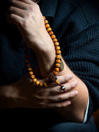 Tibet Natural Yak Bone Mala Beads Bracelet Vintage Hand Carved Skull Mahakala Multiple Wrap Wrist Bracelet Handmade Tibetan Ethnic Meditation Prayer Beads Jewelry for Men and Women