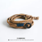 Original Handmade Persimmon Dyed Cotton Linen Bracelet Natural Plant Indigo Dyed Unisex Wristband Couple Matching Hand Rope For Daily Wear Couple Gift