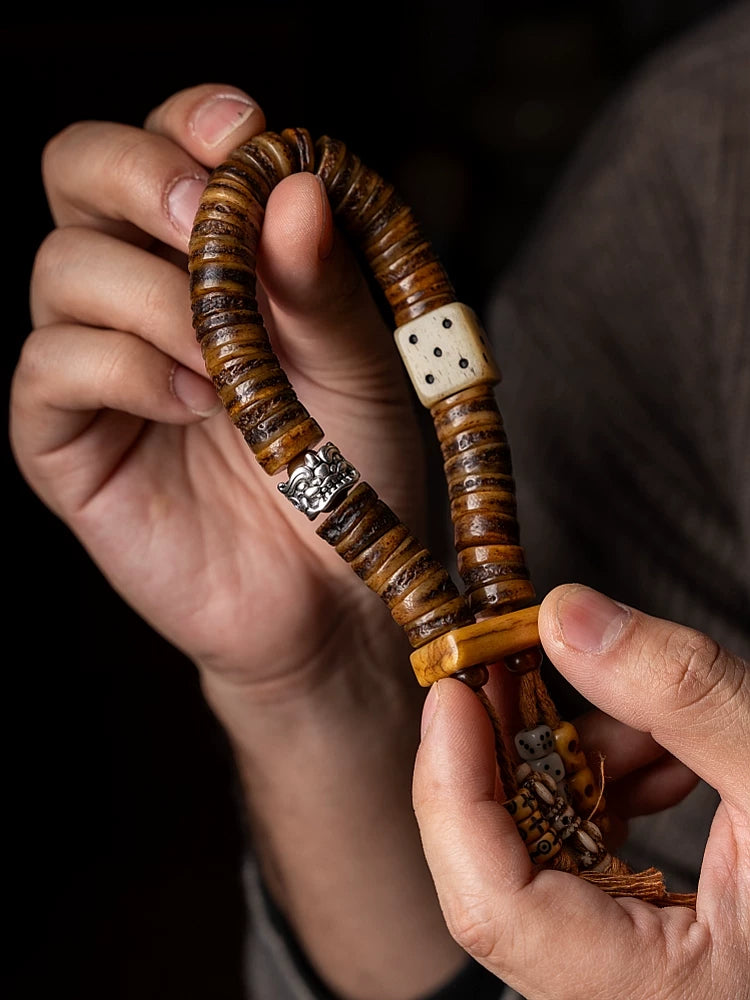 Original Handmade Traditional Tibetan Style Old Material Yak Bone Prayer Beads Bracelet Handheld Replicated Spiritual Bone For Playing And Collection