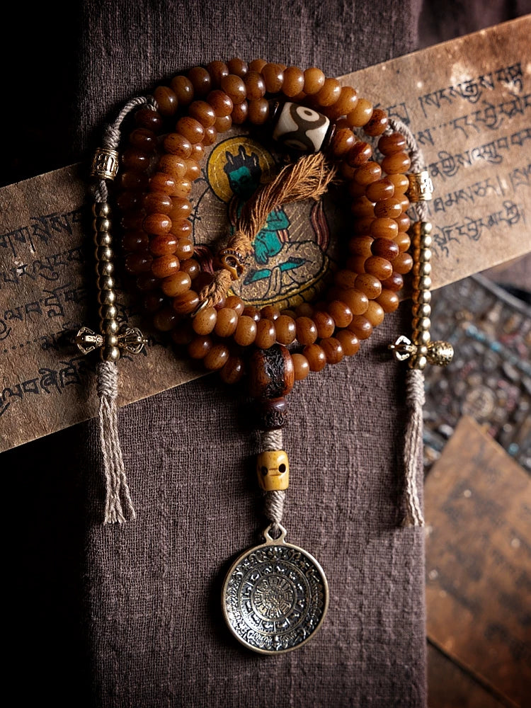 Original ecology 108 Pcs Natural Yak Bone Beads Bracelet for Men and Necklace for Women Couple Tibetan Style Handmade Mala Prayer Beads Jewelry