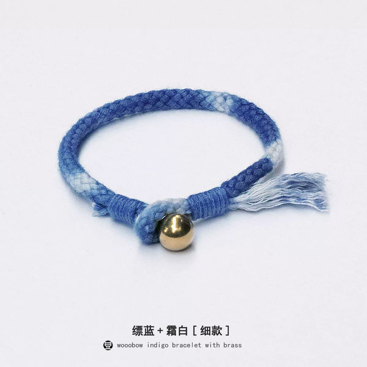 Handmade Indigo Dyed Beaded Buckle Cotton Linen Cord Bracelet with Pure Silver Accent Natural Plant Dye Unisex Couple Bangle Trendy Jewelry Perfect Holiday Birthday Gift for Men and Women