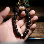 Authentic Inheritance Tibetan Natural Old Yak Bone Prayer Beads Bracelet Vintage Dharma Gaga Beaded Wrist Bracelet Unisex Handcrafted Tibetan Buddhism Meditation Wenwang Jewelry