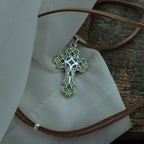 Handmade Independent Original 99 Sterling Silver Enamel Cross Charm Pendant Necklace Silver Jewelry