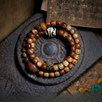 Original Design Star Moon Bodhi Beads Mala Bracelet Aged Seeds Dzi Bead Multi Layer Wrap Bracelet Unisex Religious Jewelry Accessory For Meditation Casual Daily Wear